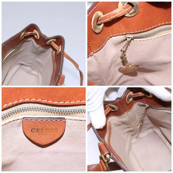 CELINE Macadam Canvas Shoulder Bag PVC Leather Brown Gold Auth EC156 - Picture 15 of 16